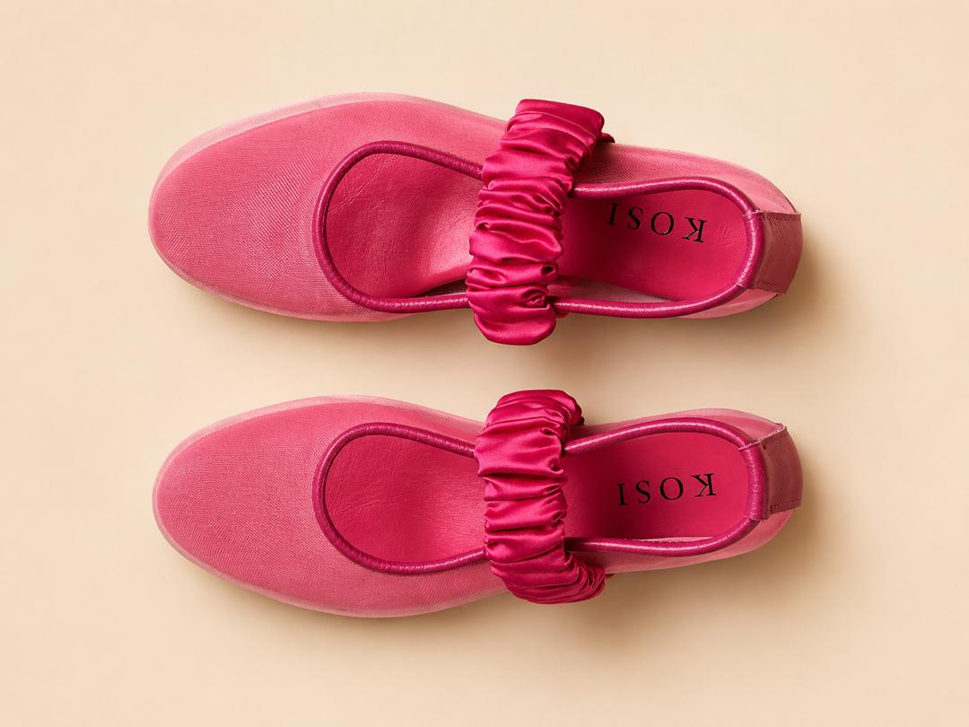 Awisi Ruched-strap flats in Pink